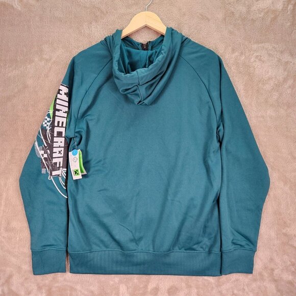 NWT Point Zero x Minecraft Hoodie Green Long Sleeve Full Zip Sweatshirt Men's M - Picture 2 of 13